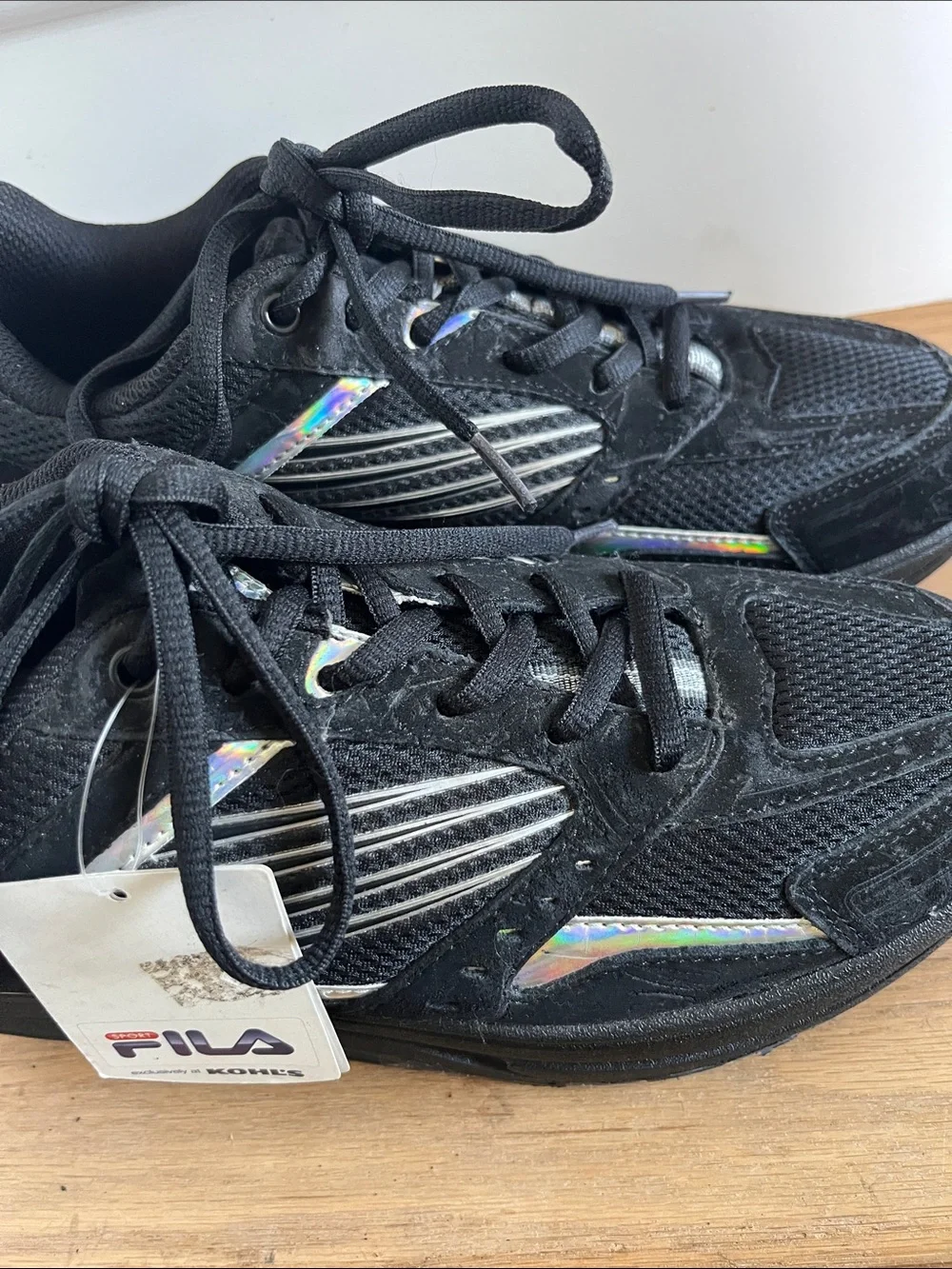 Fila Men's Black Athletic Sneakers with Silver Accents